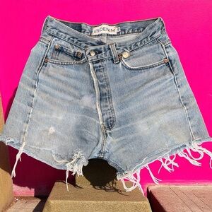 EB Denim Light Blue Frayed Jean Shorts
